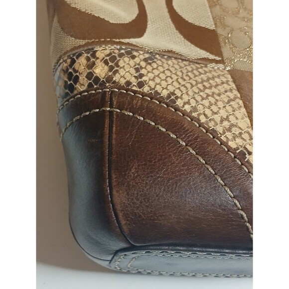 Vtg Coach Patchwork Hobo Bag Brown Leather Suede Animal Print Signature Print - Picture 5 of 16